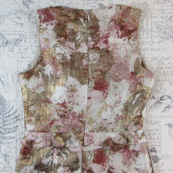 Anthropologie Hutch Metallic Pink Gold Cream Jacquard party wedding dress sz 0 - Picture 8 of 8